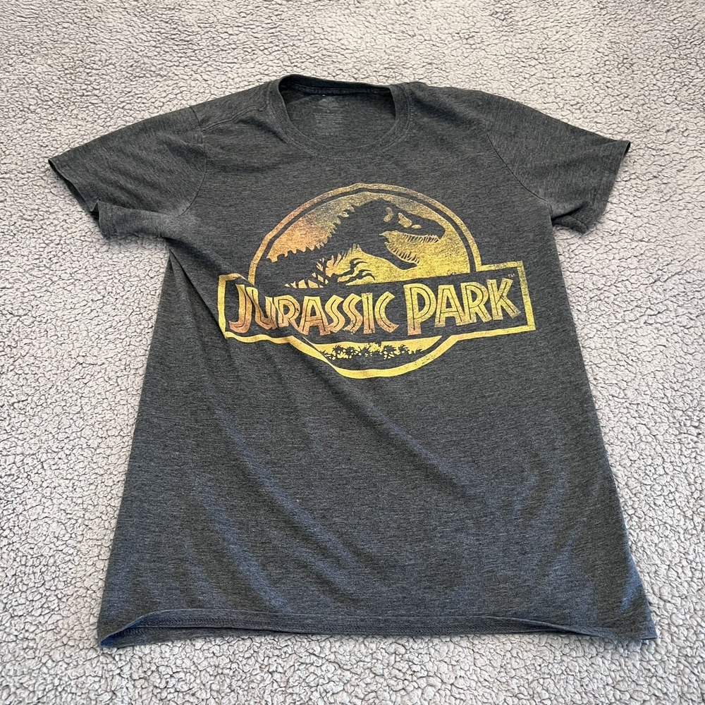 Jurassic Park‎ Shirt Youth Large Short Sleeve Crewneck Gray Casual Graphic Tee